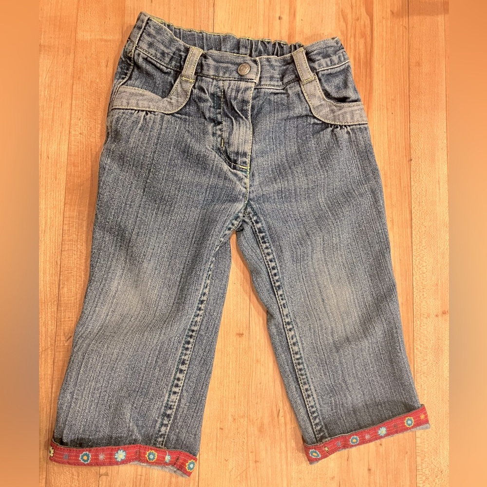 Hanna Andersson sz 80 jeans with flower trim